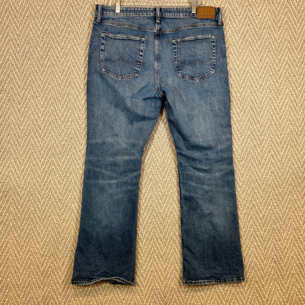 American Eagle Jeans Mens 36x32 Airflex+ Slim Bootcut Medium Wash Blue Denim